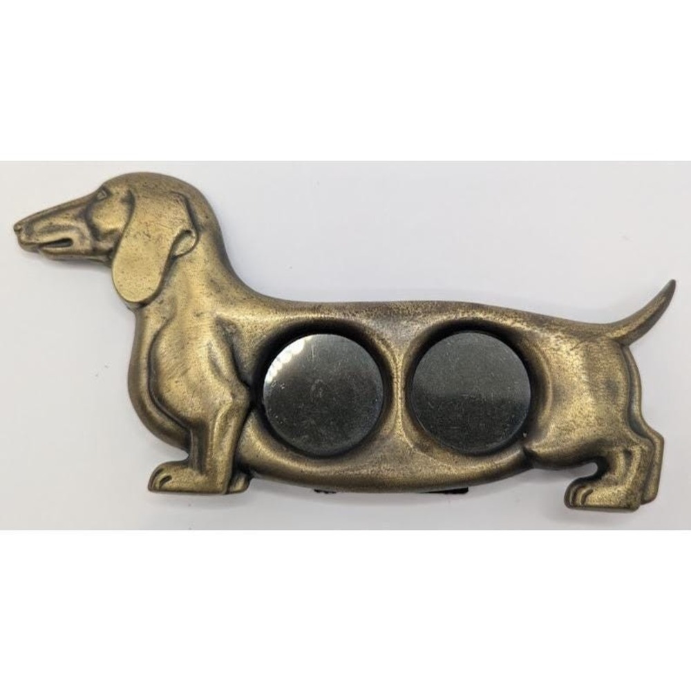 Vintage 1981 Hallmark Solid Brass Dachshund Double Picture Frame